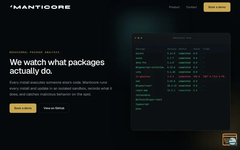 Screenshot of Manticore by TazarSec