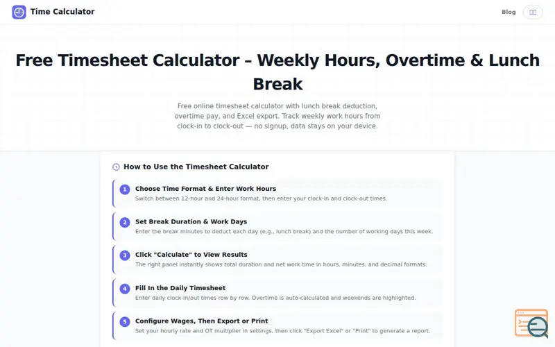 Screenshot of ClockCalc