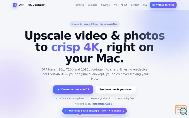 Screenshot of Offline Video Upscaler
