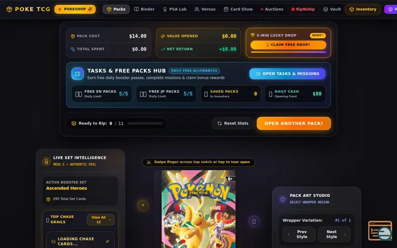 Screenshot of Pokemon Tcg Card collecting Ecosystem. 