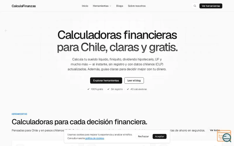 Screenshot of CalculaFinanzas