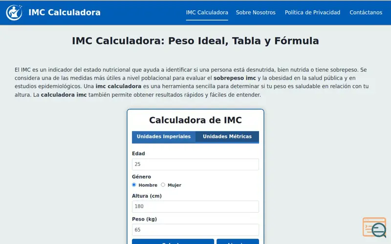 Screenshot of IMC Calculadora