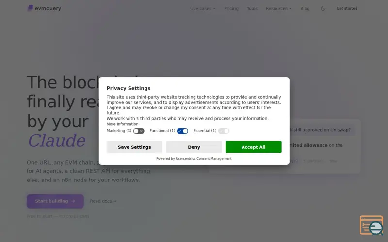 Screenshot of evmquery.com