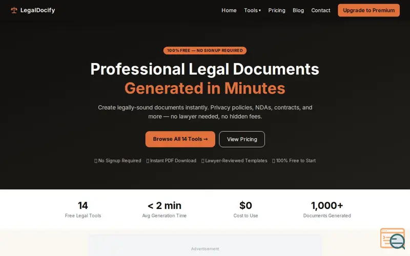 Screenshot of LegalDocify