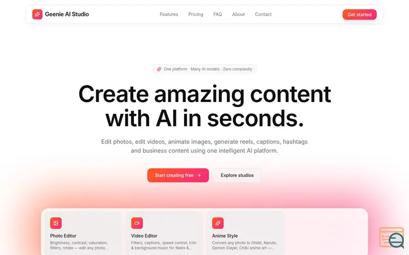 Screenshot of Genie AI Studio