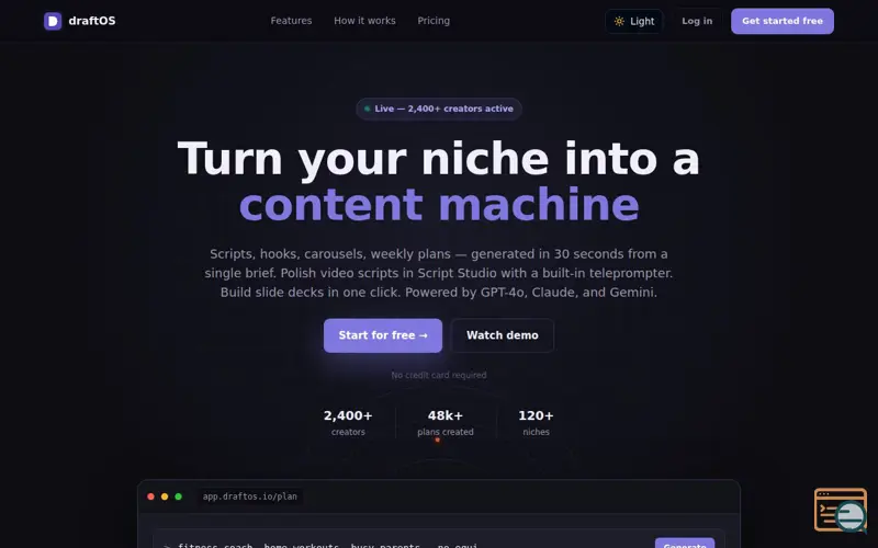Screenshot of draftOS