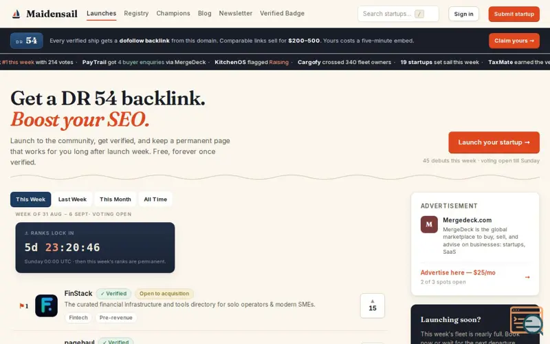 Screenshot of Maidensail, a launch using Twelve Tools