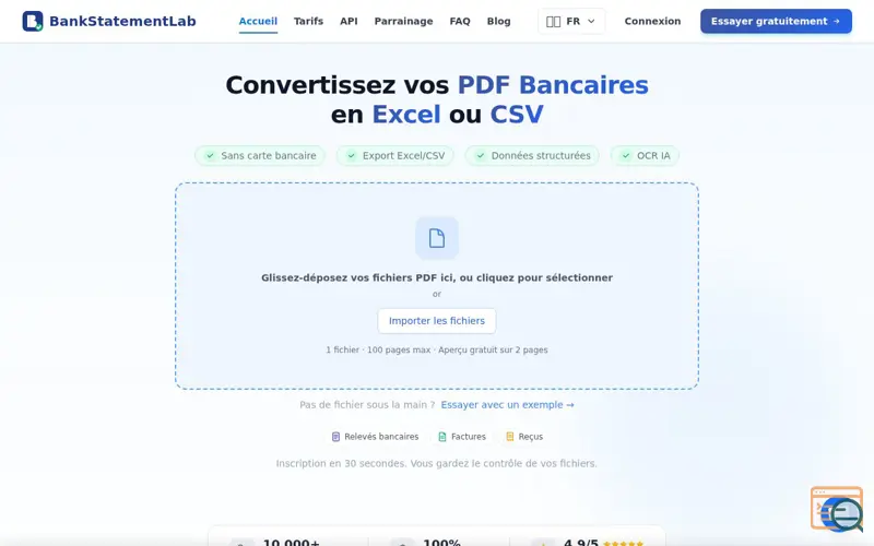 Screenshot of BankStatementLab