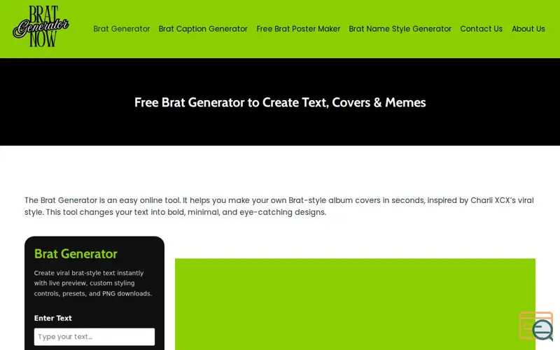 Screenshot of Brat Generator Now