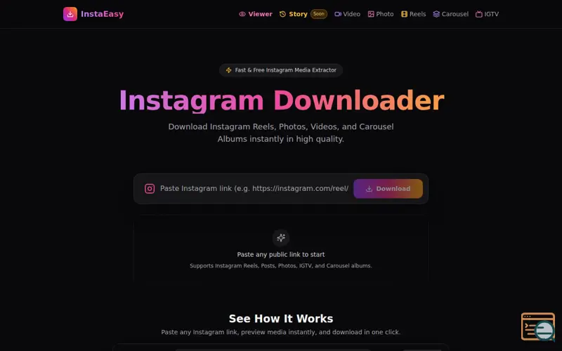 Screenshot of Instagram Downloader & Post Stats Viewer