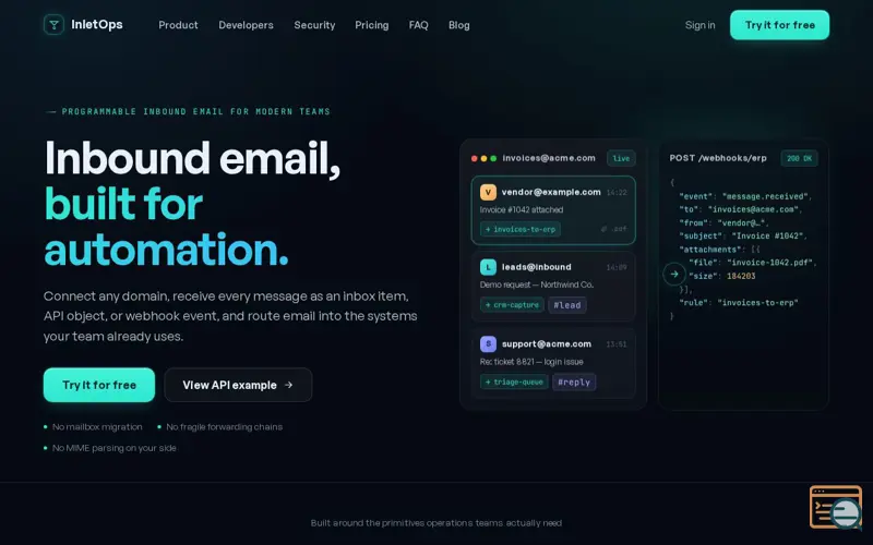 Screenshot of InletOps