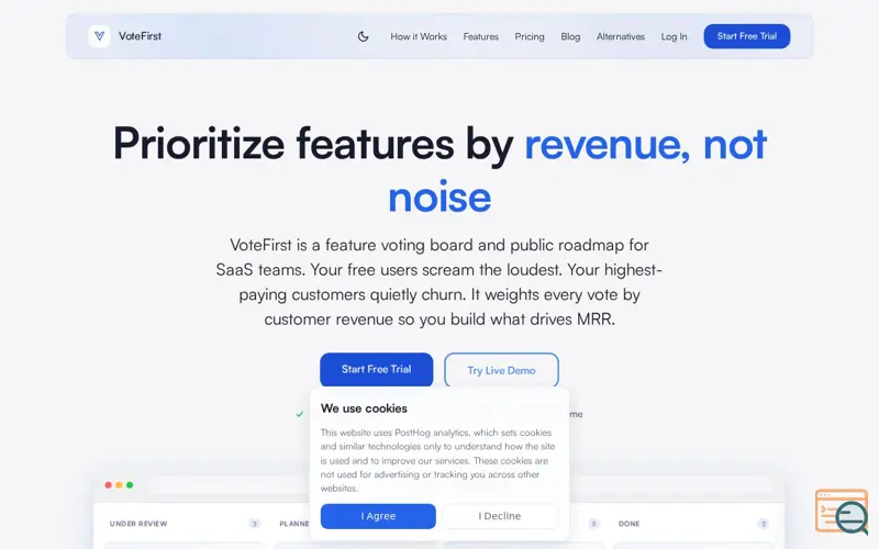 Screenshot of VoteFirst