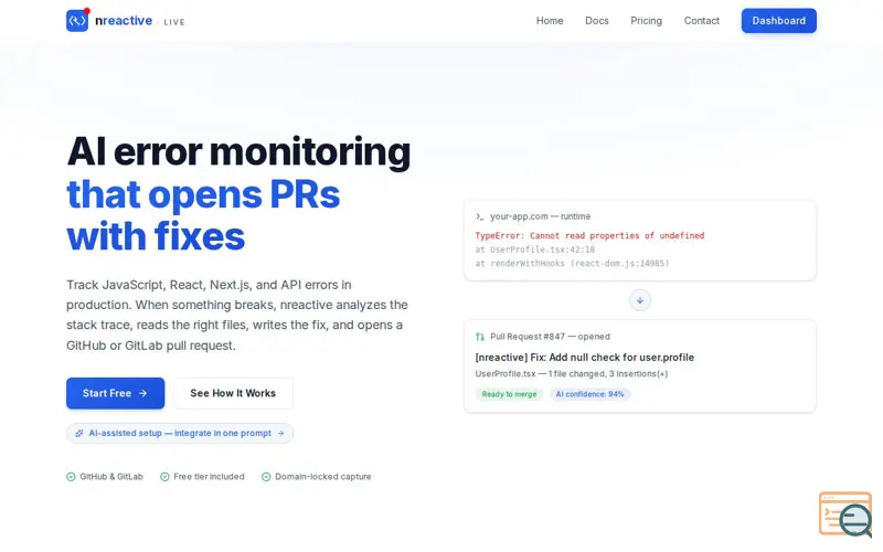 Screenshot of nreactive