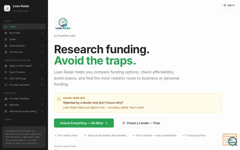 Screenshot of Loan Radar
