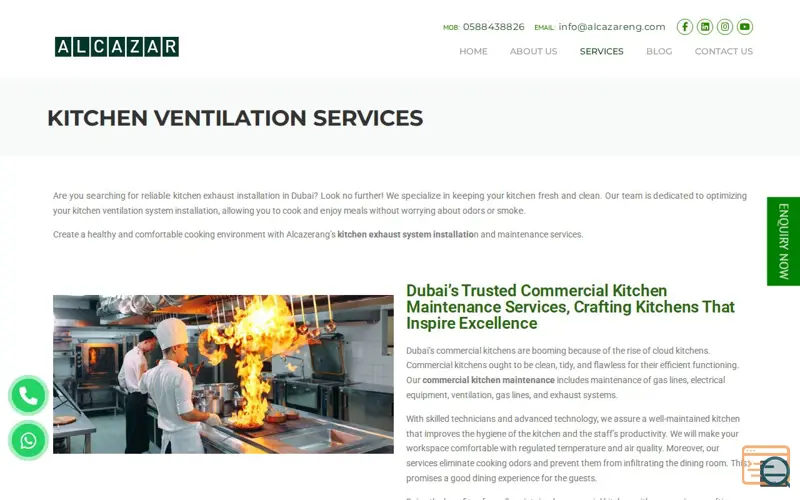 Screenshot of Kitchen ventilation contractor in uae, a launch using Slider Revolution