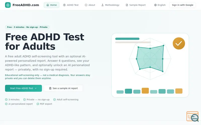 Screenshot of ADHD Test