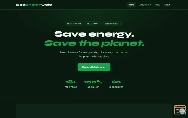 Screenshot of EcoEnergyCalc
