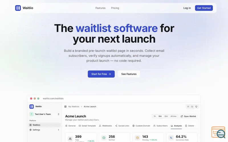 Screenshot of Waitlio