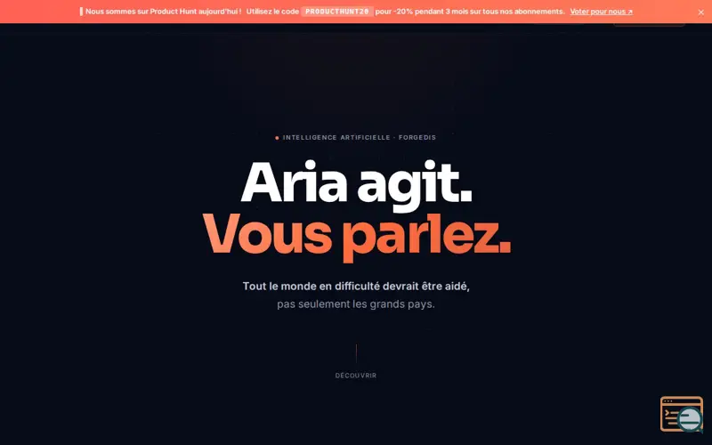 Screenshot of ARIA — AI that acts, not just chats
