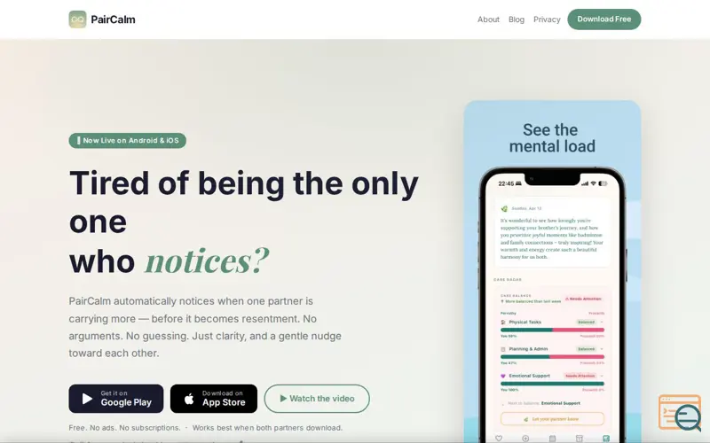 Screenshot of PairCalm — Make Invisible Work Visible