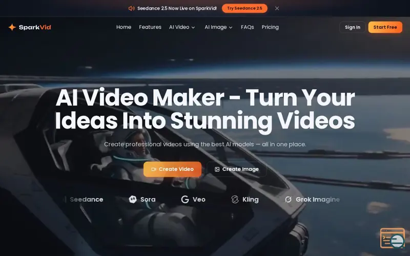 Screenshot of SparkVid - AI Video Generator from Image & Text