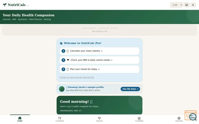 Screenshot of NutriCalc