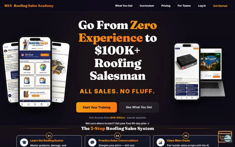 Screenshot of Roofing Sales Academy