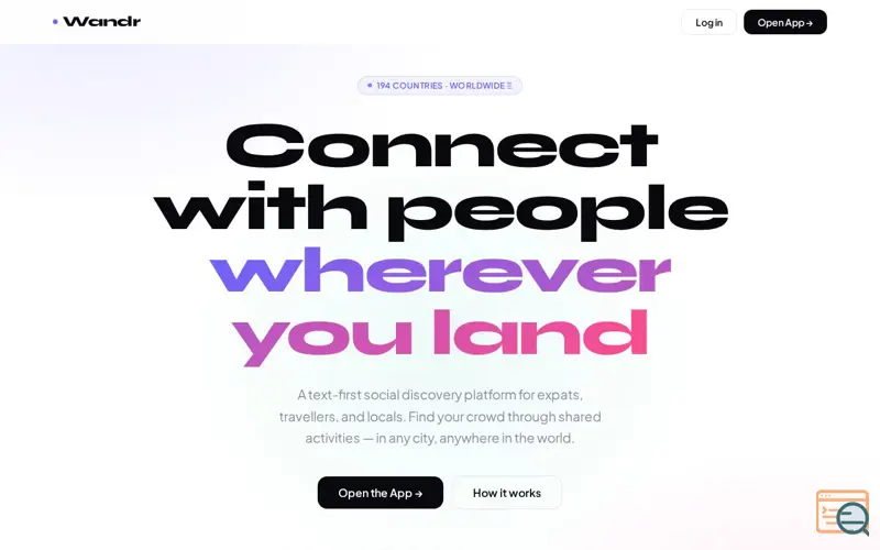 Screenshot of Wandr — Connect wherever you land