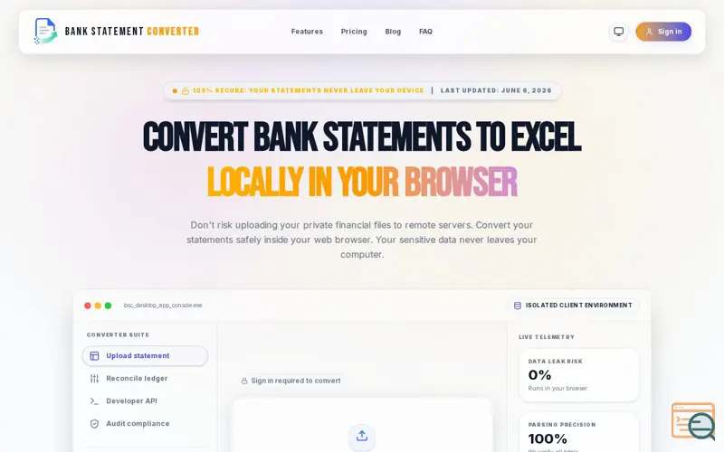 Screenshot of Bank Statement Converter