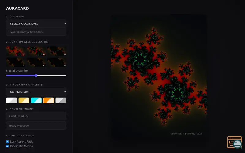 Screenshot of AuraCard