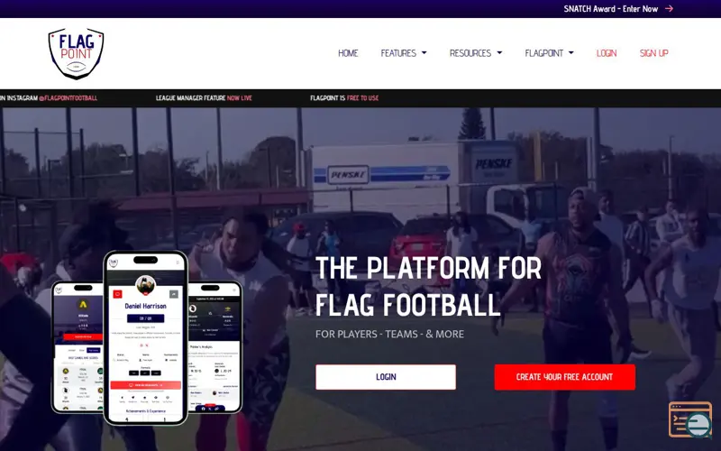 Screenshot of FlagPoint, a launch using OwlCarousel