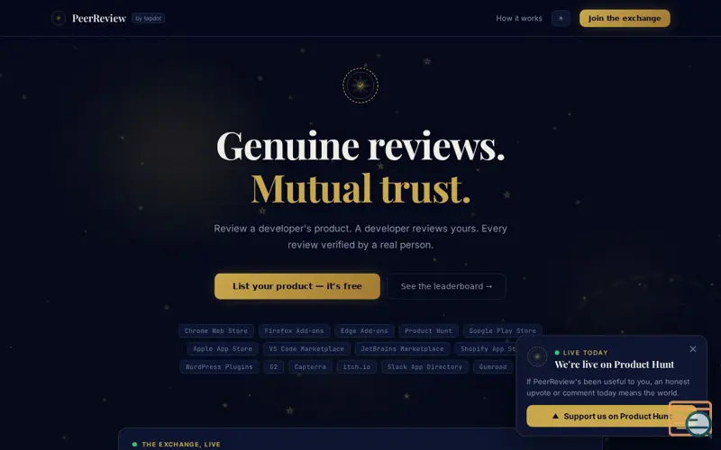 Screenshot of PeerReview