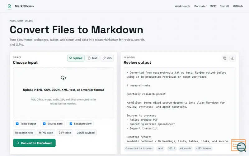 Screenshot of MarkItDown
