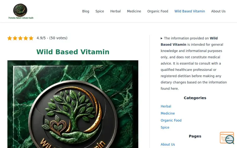 Screenshot of Wild Based Vitamin