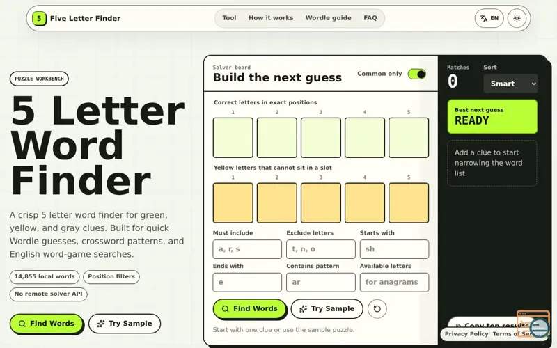 Screenshot of Five Letter Finder