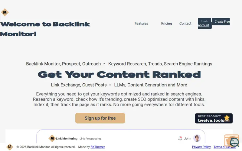 Screenshot of Backlink Monitor