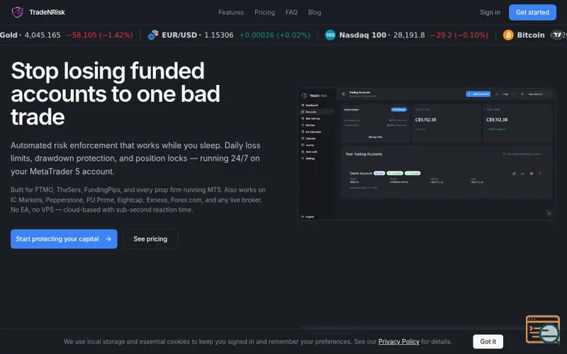 Screenshot of TradeNRisk