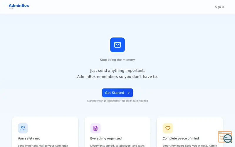 Screenshot of Life Admin by Adminbox.Club