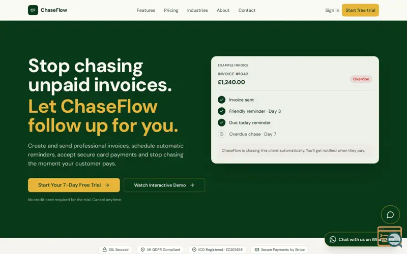 Screenshot of ChaseFlow
