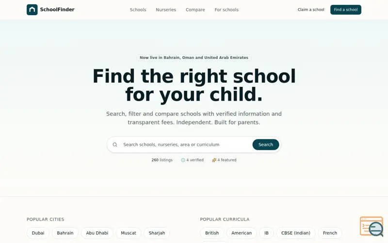 Screenshot of SchoolFinder