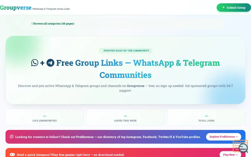 Screenshot of Groupverse