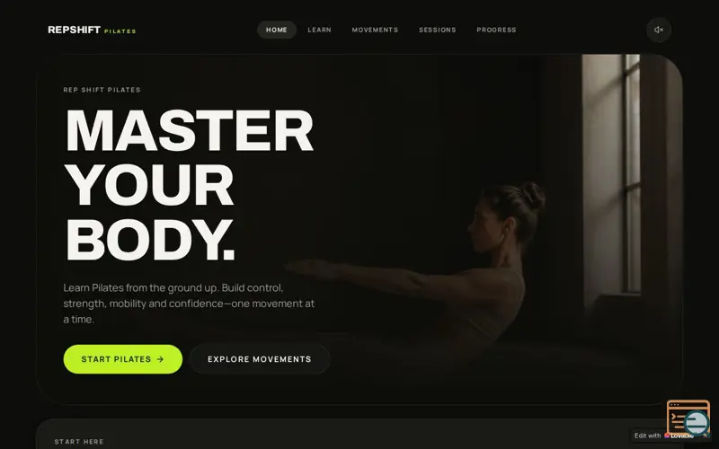 Screenshot of REP SHIFT PILATES — Master your body