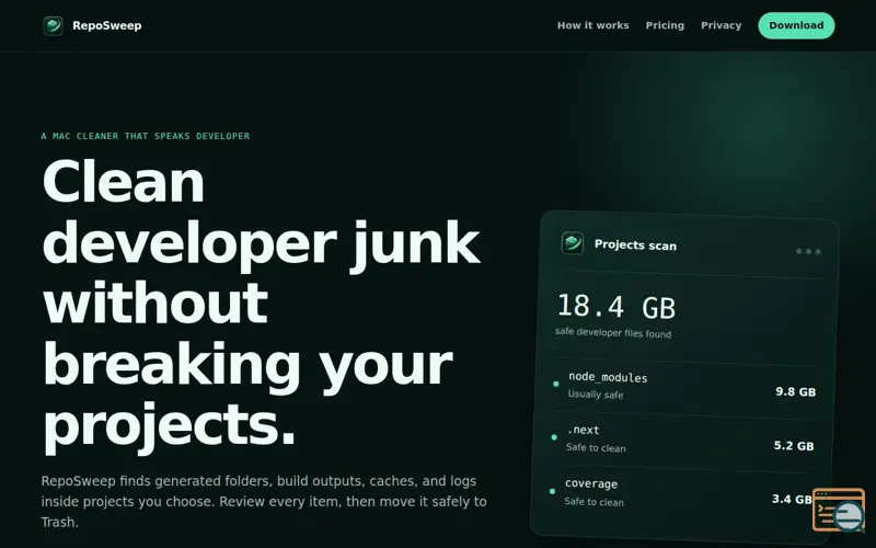 Screenshot of RepoSweep