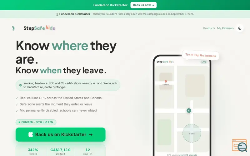 Screenshot of StepSafe Kids