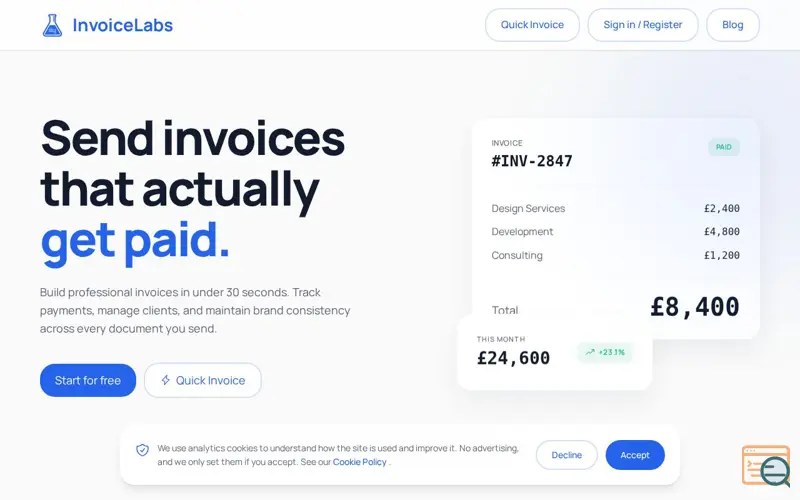 Screenshot of InvoiceLabs