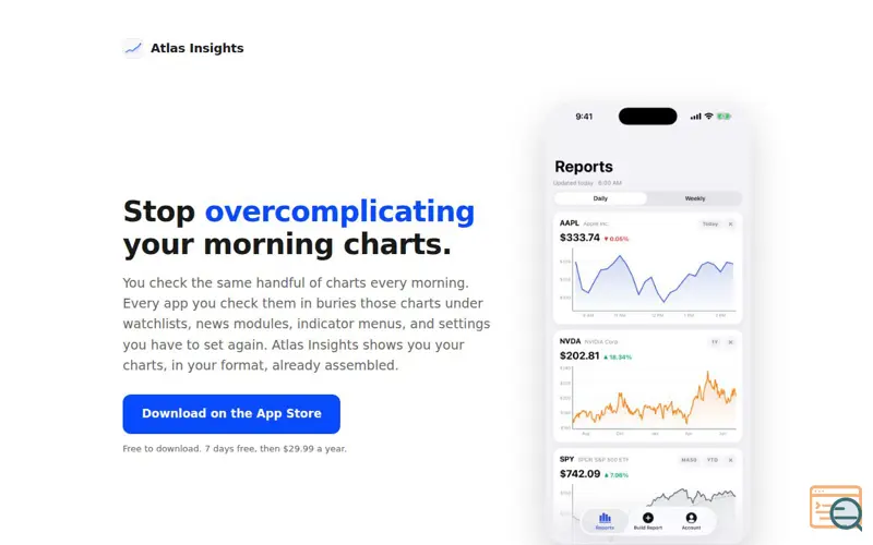 Screenshot of Atlas Insights: your morning charts, without the mess