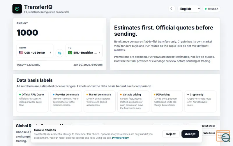 Screenshot of TransferIQ