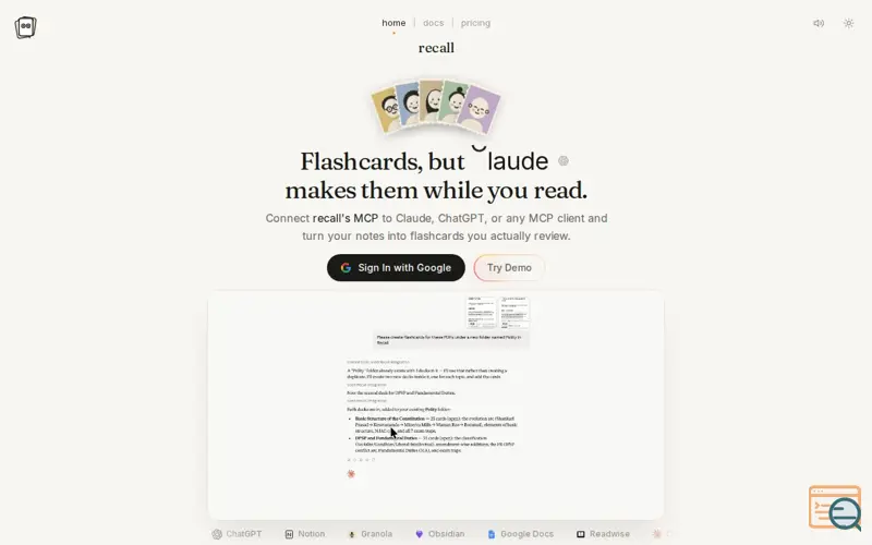 Screenshot of recall