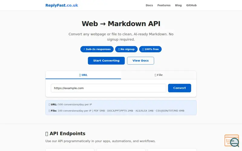 Screenshot of ReplyFast
