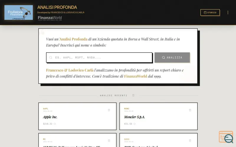 Screenshot of Il Frullatore Carlà (Buffett-style App)